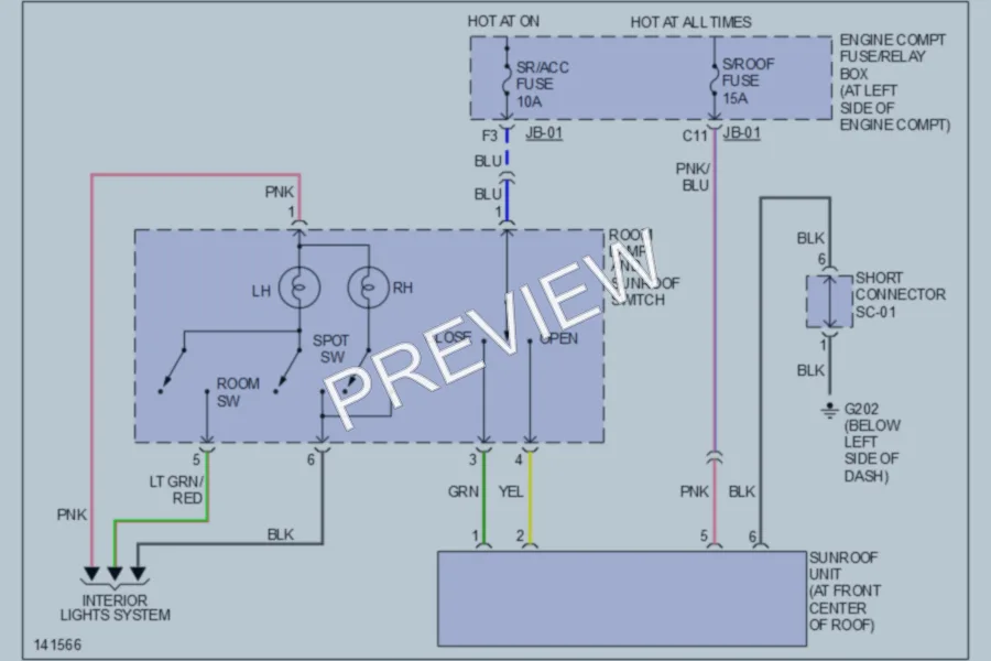 2000 Kia Spectra Power Top Sunroof wiring diagram preview