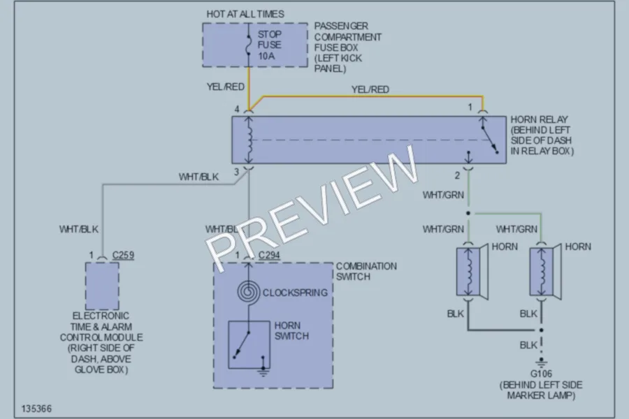 2000 Kia Sportage Horn wiring diagram preview