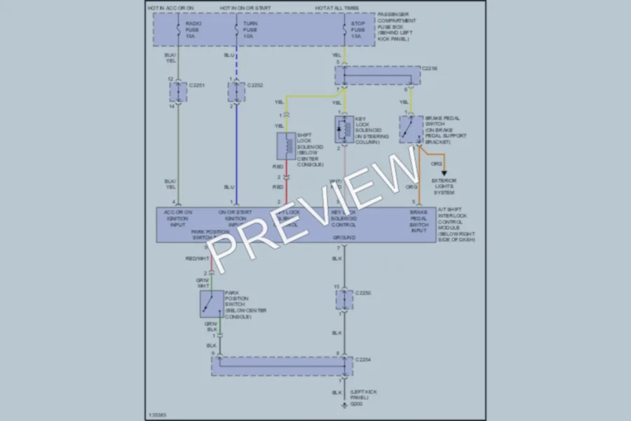 2000 Kia Sportage Shift Interlocks wiring diagram preview