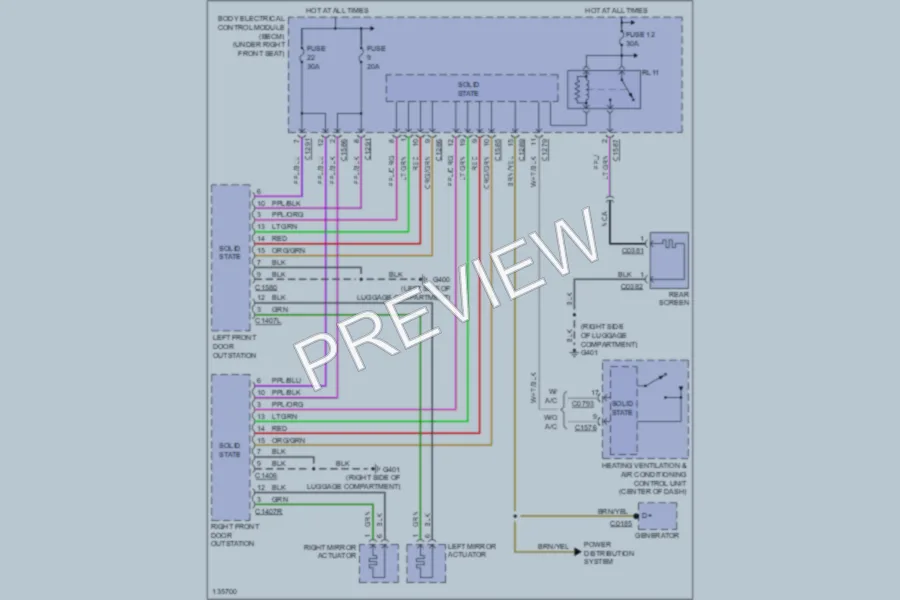 2000 LandRover RangeRover Defoggers wiring diagram preview