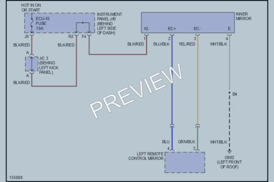2000 Lexus ES300 Power Mirrors wiring diagram preview