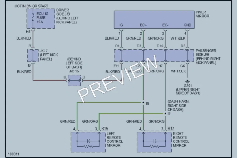 2000 Lexus GS300 Power Mirrors wiring diagram preview