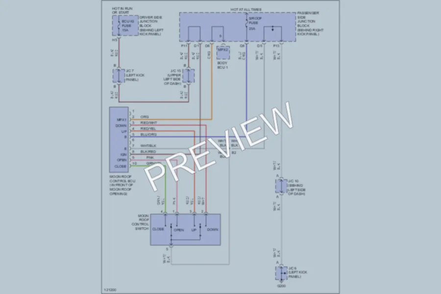 2000 Lexus GS300 Power Top Sunroof wiring diagram preview
