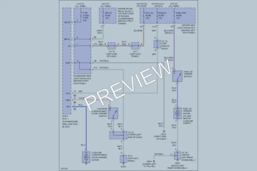 2000 Lexus GS300 Trunk Tailgate Fuel Door wiring diagram preview