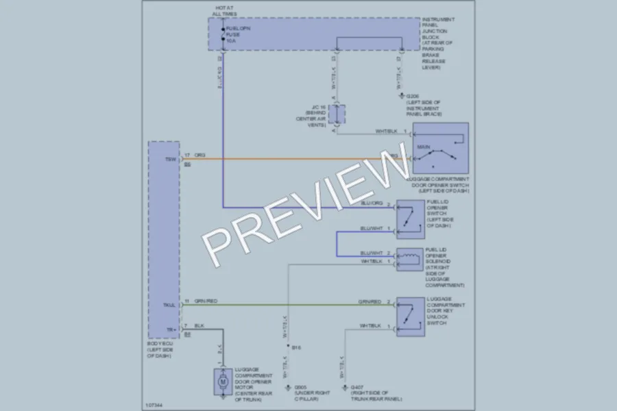 2000 Lexus LS400 Trunk Tailgate Fuel Door wiring diagram preview