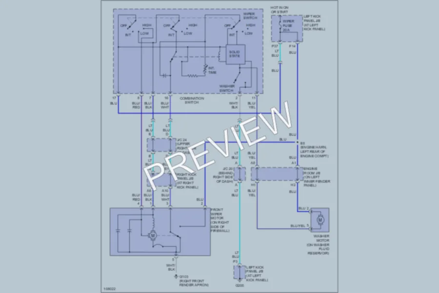 2000 Lexus LX470 Wiper Washer wiring diagram preview