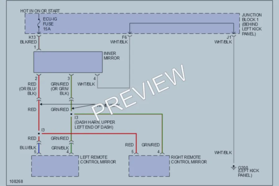 2000 Lexus SC300 Power Mirrors wiring diagram preview