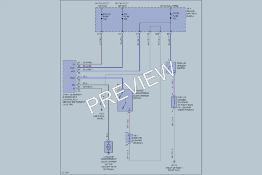 2000 Lexus SC400 Trunk Tailgate Fuel Door wiring diagram preview