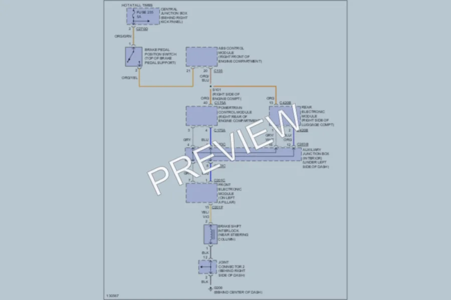 2000 Lincoln LS Shift Interlock wiring diagram preview