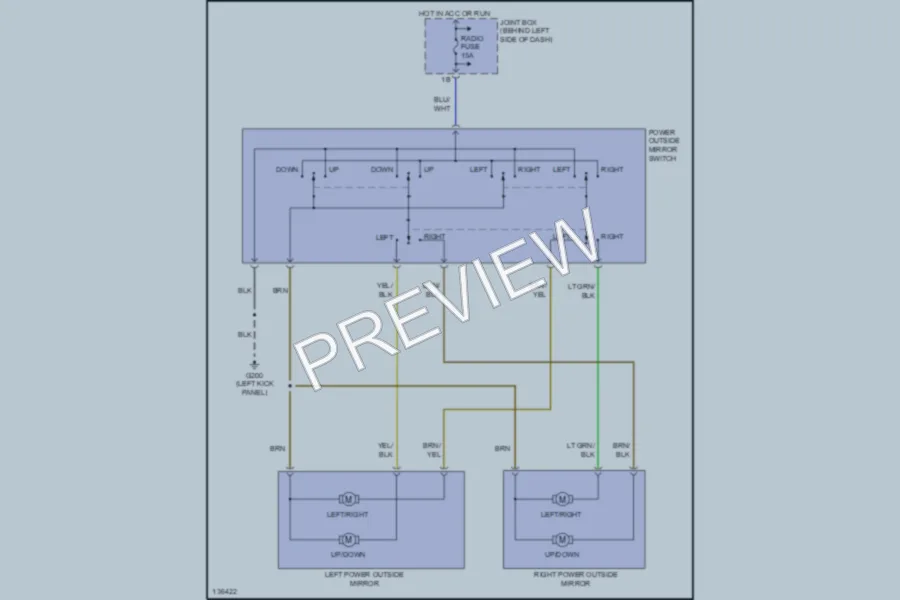 2000 Mazda 626 Power Mirrors wiring diagram preview