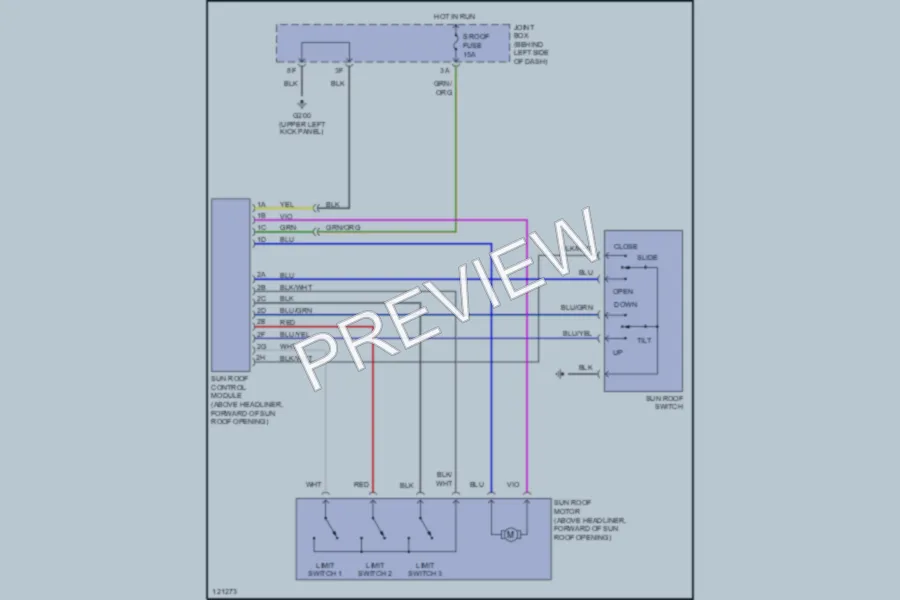 2000 Mazda 626 Power Top Sunroof wiring diagram preview