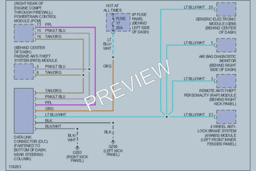 2000 Mazda B2500 Computer Data Lines wiring diagram preview