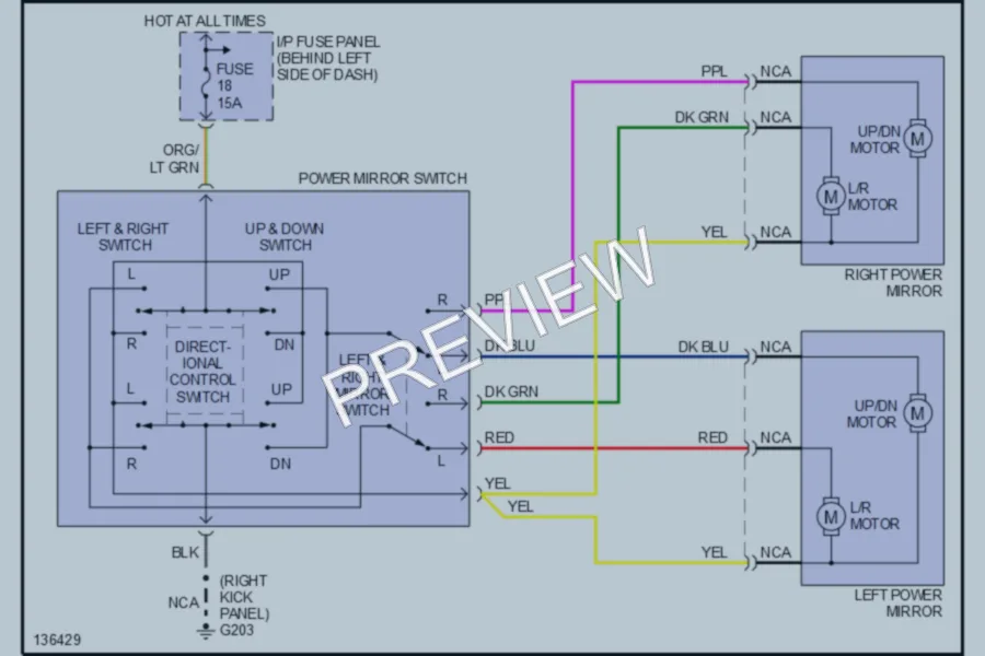 2000 Mazda B4000 Power Mirrors wiring diagram preview