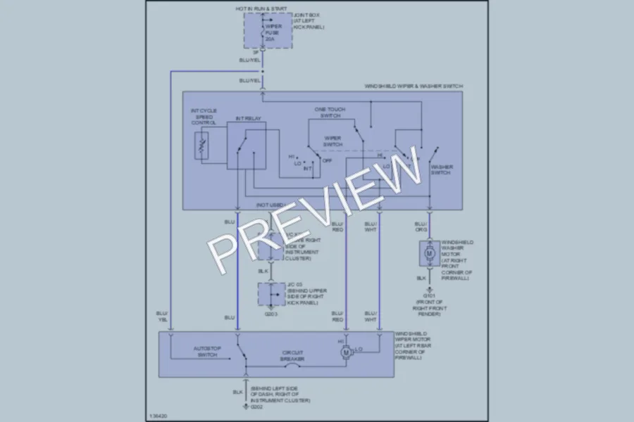 2000 Mazda MPV Wiper Washer wiring diagram preview