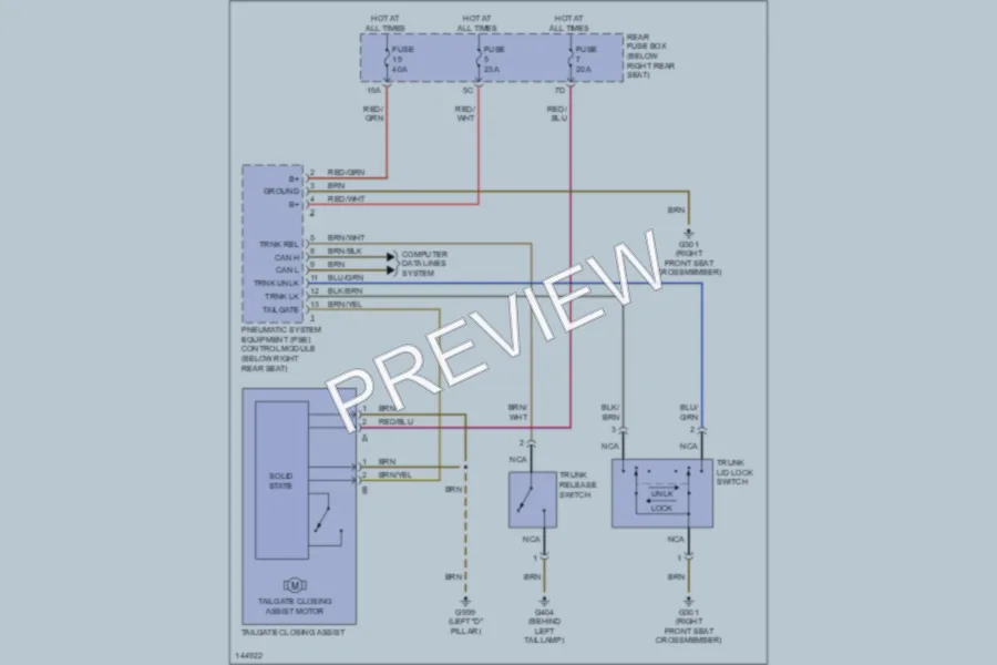 2000 MercedesBenz E320 Trunk Tailgate Fuel Door wiring diagram preview