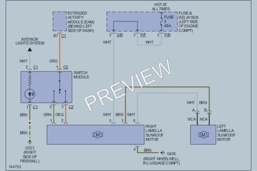 2000 MercedesBenz ML430 Power Top Sunroof wiring diagram preview