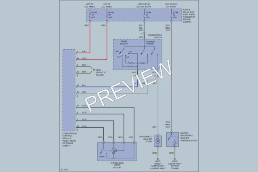 2000 MercedesBenz SLK230 Wiper Washer wiring diagram preview