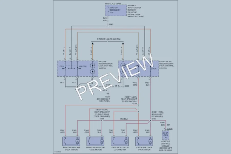 2000 Mercury GrandMarquis Power Door Locks wiring diagram preview