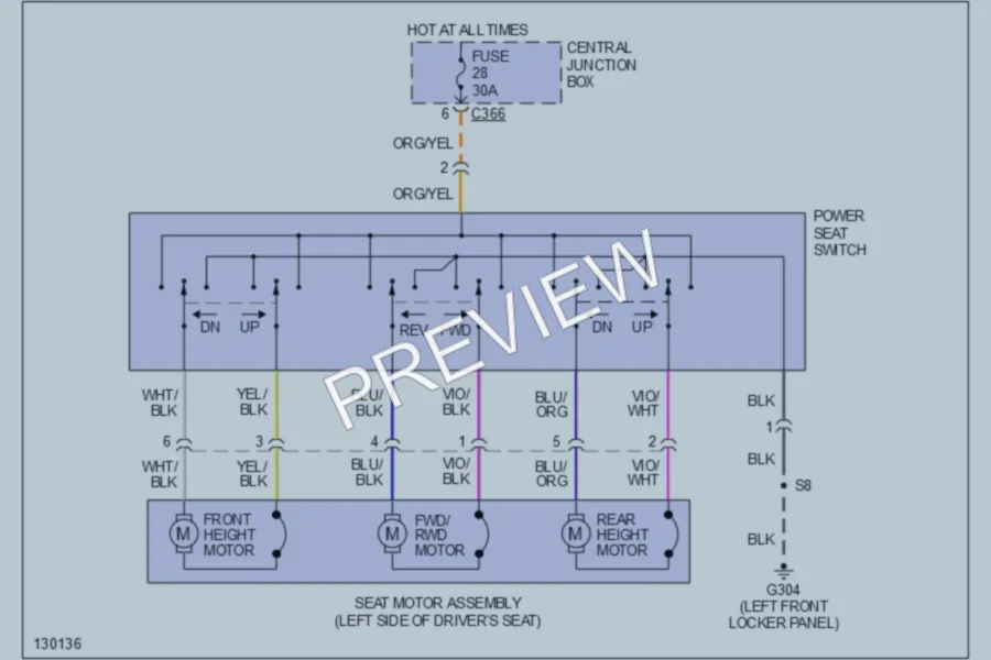 2000 Mercury Mystique Power Seats wiring diagram preview