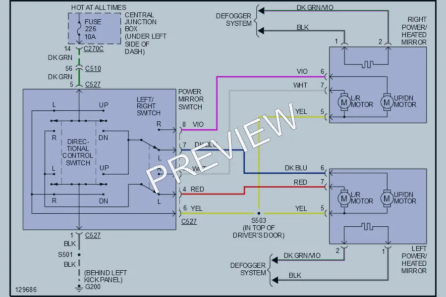 2000 Mercury Sable Power Mirrors wiring diagram preview