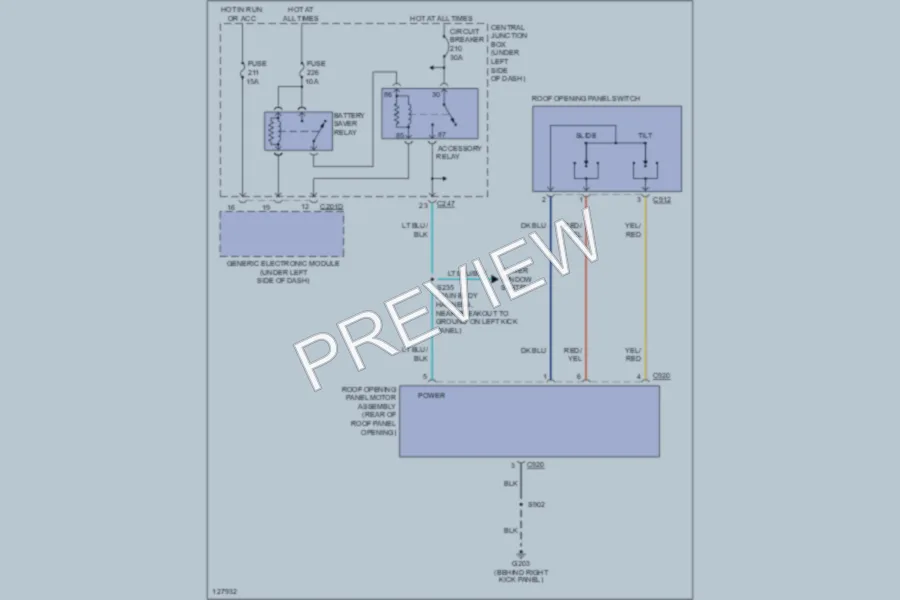 2000 Mercury Sable Power Top Sunroof wiring diagram preview