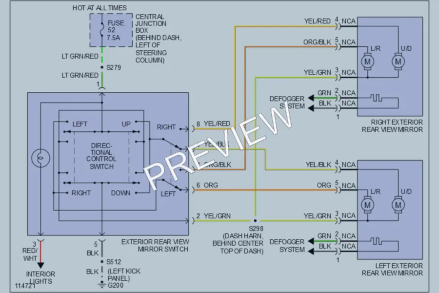 2000 Mercury Villager Power Mirrors wiring diagram preview
