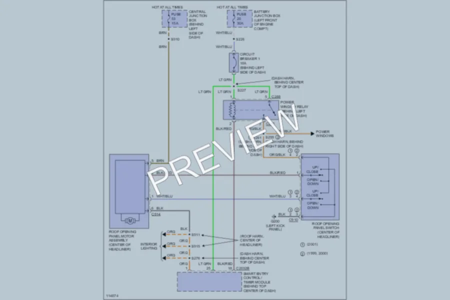 2000 Mercury Villager Power Top Sunroof wiring diagram preview