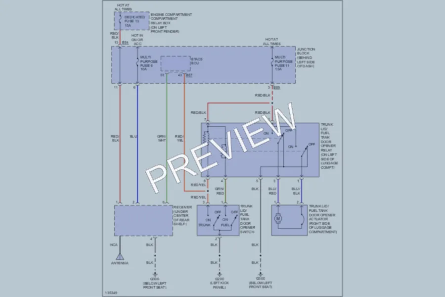 2000 Mitsubishi Diamante Trunk Tailgate Fuel Door wiring diagram preview