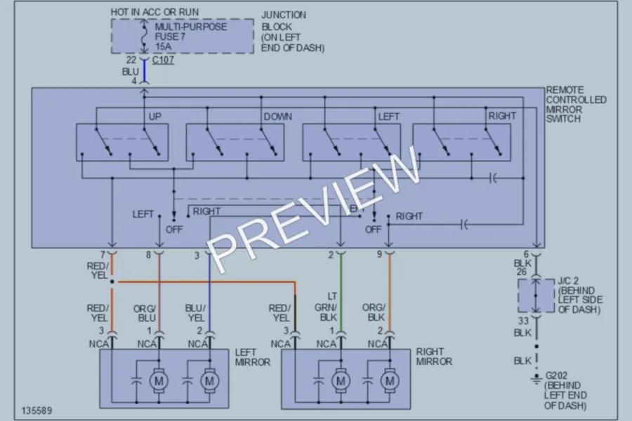 2000 Mitsubishi Eclipse Power Mirrors wiring diagram preview