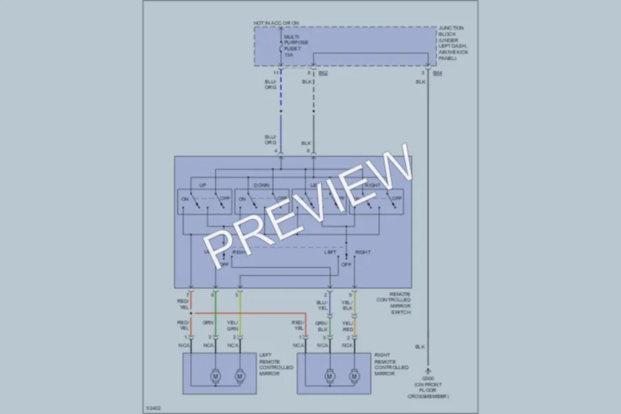 2000 Mitsubishi Mirage Power Mirrors wiring diagram preview