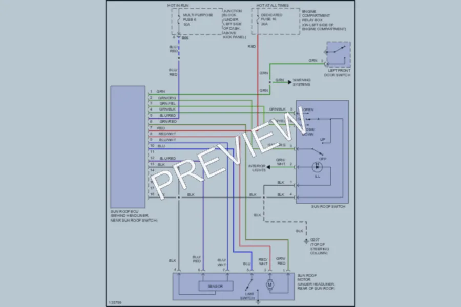 2000 Mitsubishi Mirage Power Top Sunroof wiring diagram preview