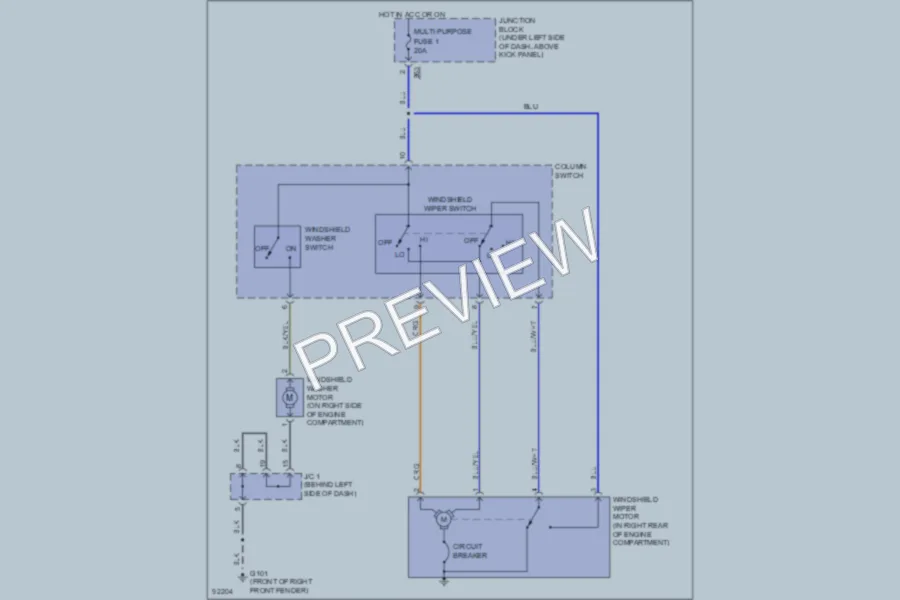 2000 Mitsubishi Mirage Wiper Washer wiring diagram preview