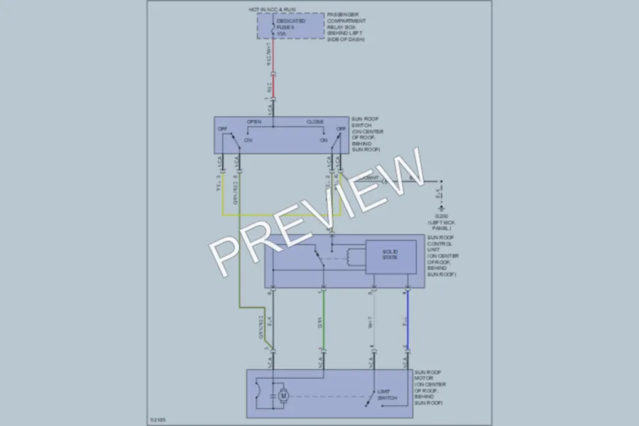 2000 Mitsubishi Montero Power Top Sunroof wiring diagram preview