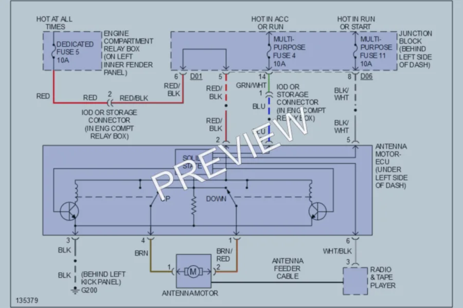 2000 Mitsubishi MonteroSport Power Antenna wiring diagram preview