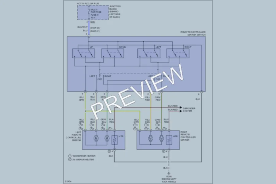 2000 Mitsubishi MonteroSport Power Mirrors wiring diagram preview