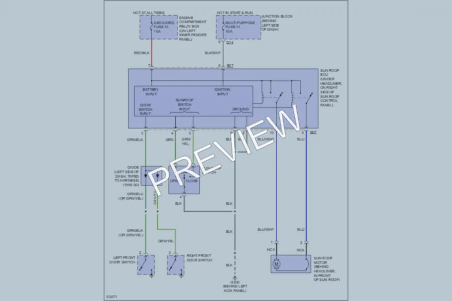 2000 Mitsubishi MonteroSport Power Top Sunroof wiring diagram preview