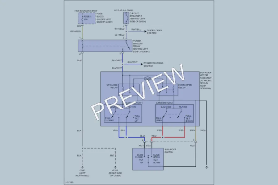 2000 Nissan Altima Power Top Sunroof wiring diagram preview