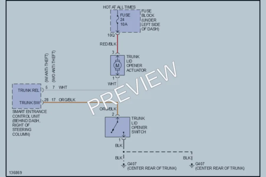 2000 Nissan Altima Trunk Tailgate Fuel Door wiring diagram preview