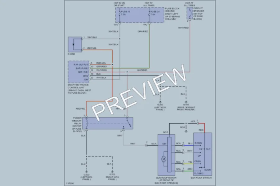 2000 Nissan Pathfinder Power Top Sunroof wiring diagram preview