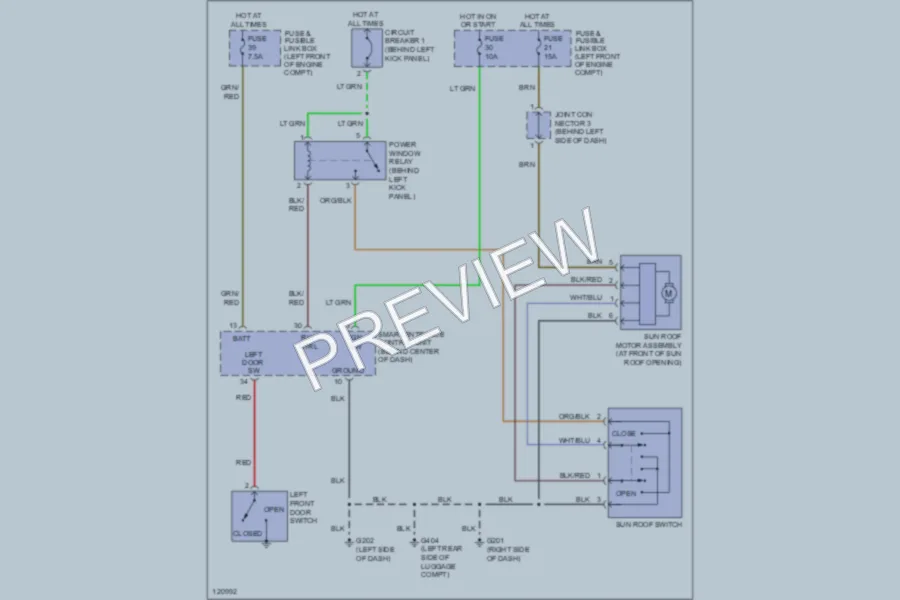 2000 Nissan Quest Power Top Sunroof wiring diagram preview