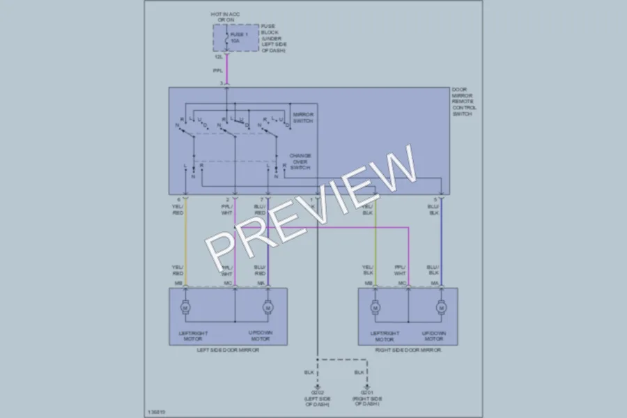 2000 Nissan Sentra Power Mirrors wiring diagram preview