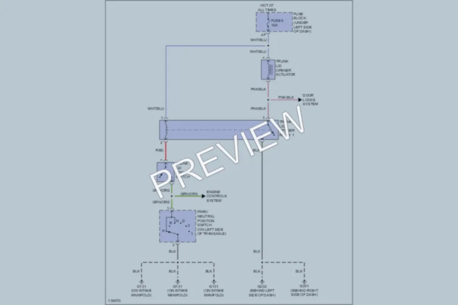 2000 Nissan Sentra Trunk Tailgate Fuel Door wiring diagram preview