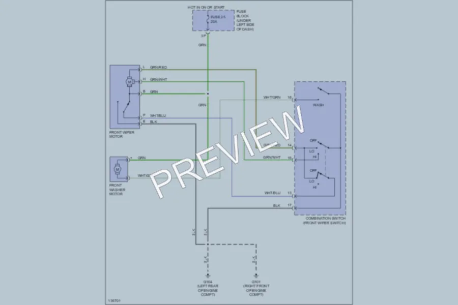 2000 Nissan Sentra Wiper Washer wiring diagram preview