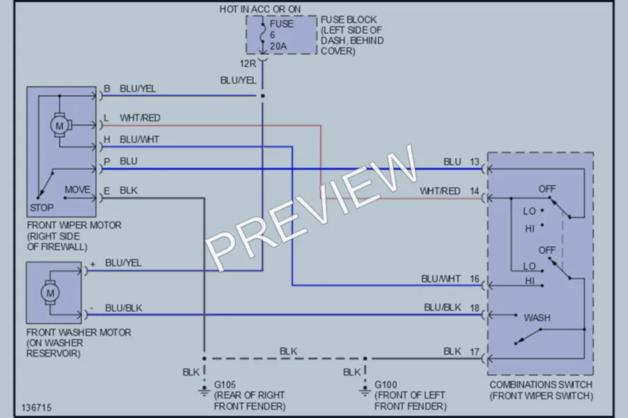 2000 Nissan Xterra Wiper Washer wiring diagram preview