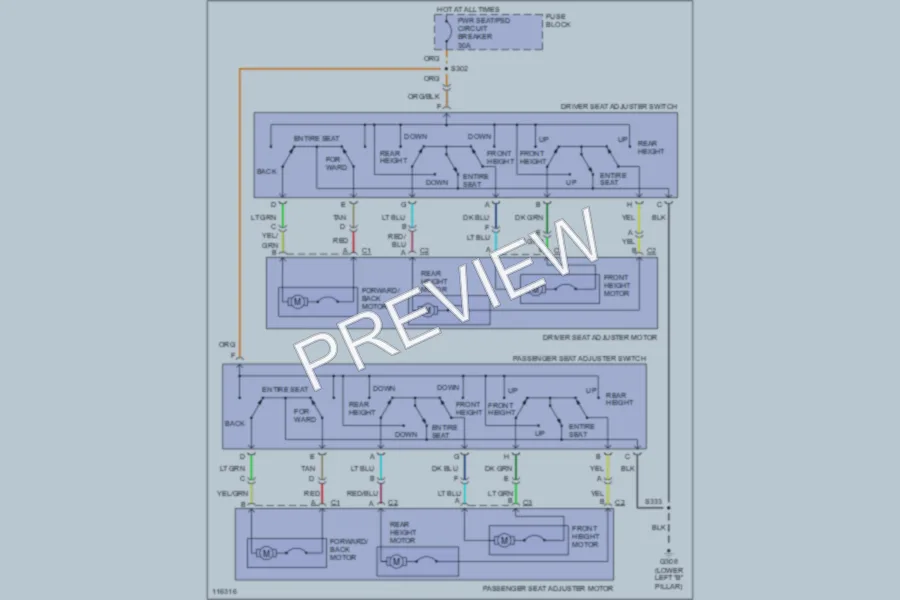 2000 Oldsmobile Silhouette Power Seats wiring diagram preview