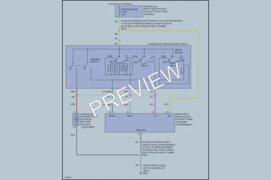 2000 Oldsmobile Silhouette Wiper Washer wiring diagram preview