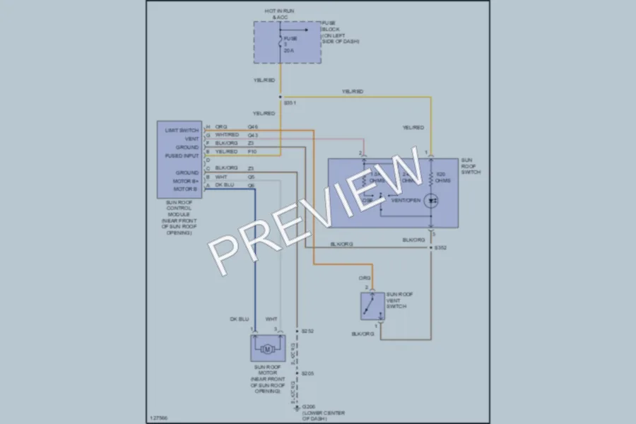 2000 Plymouth Neon Power Top Sunroof wiring diagram preview