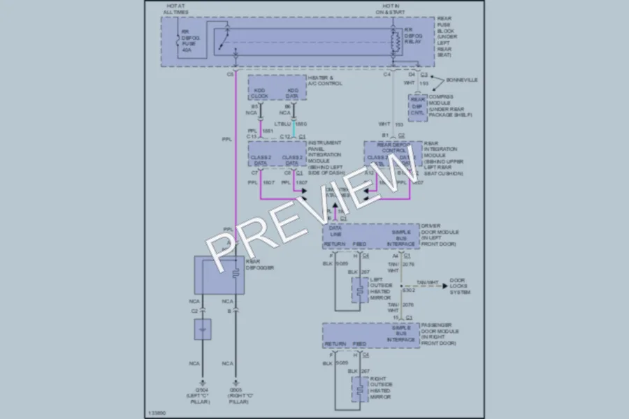 2000 Pontiac Bonneville Defoggers wiring diagram preview