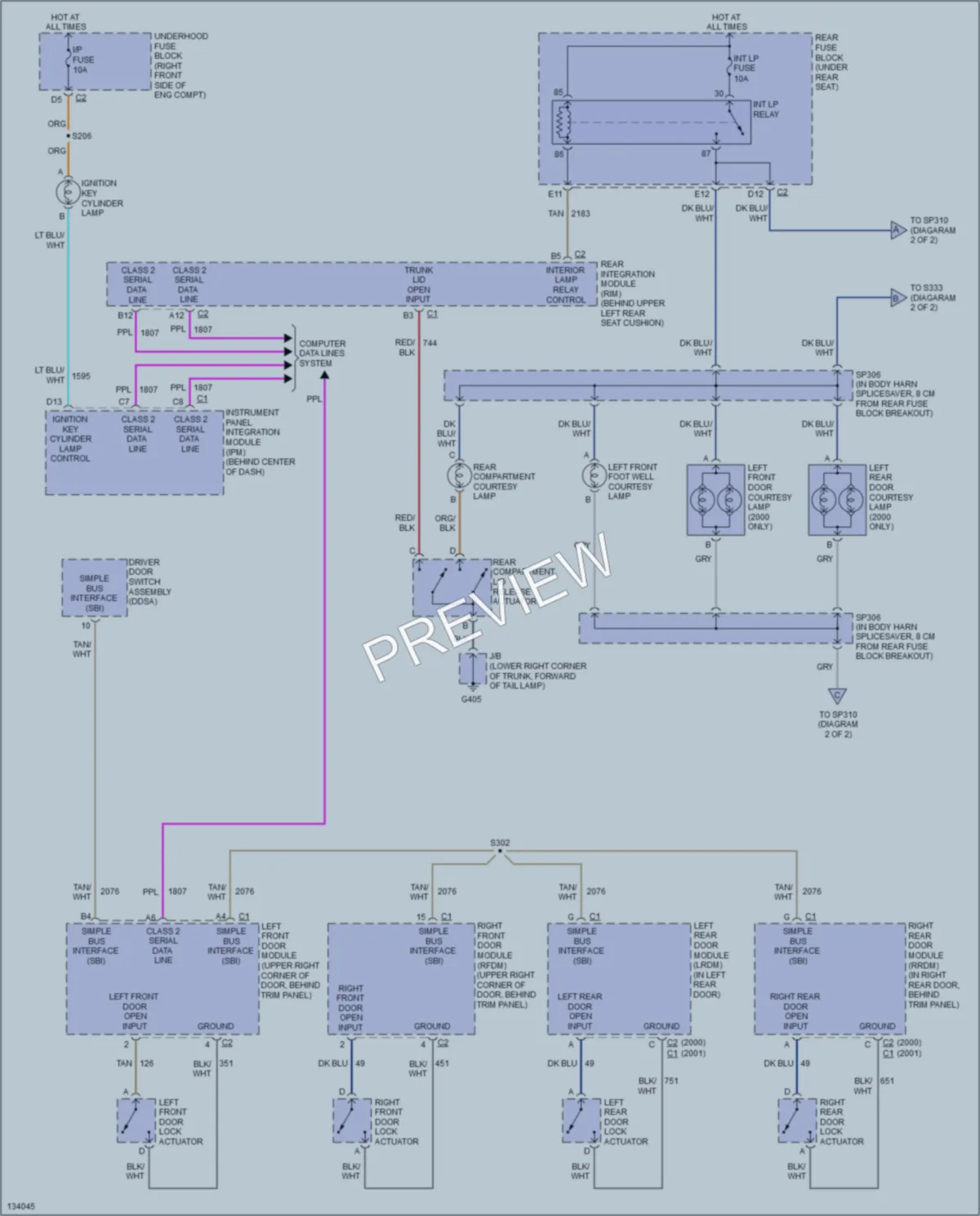 2000 Pontiac Bonneville Interior Lights wiring diagram preview