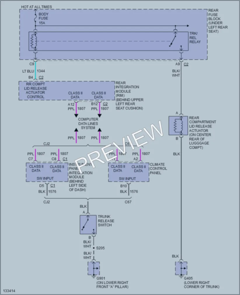 2000 Pontiac Bonneville Trunk Tailgate Fuel Door wiring diagram preview